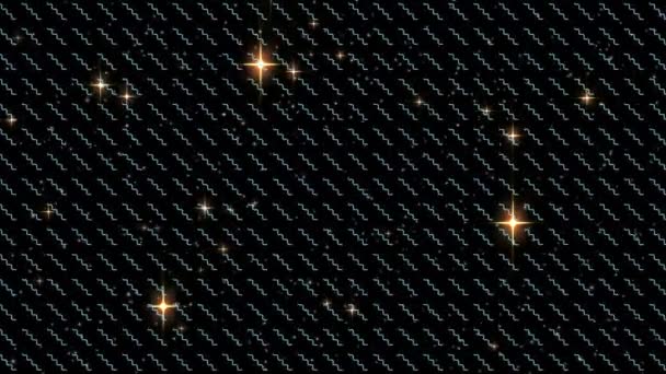 Animasi Digital Dari Beberapa Bintang Bersinar Atas Garis Bergelombang Dalam — Stok Video