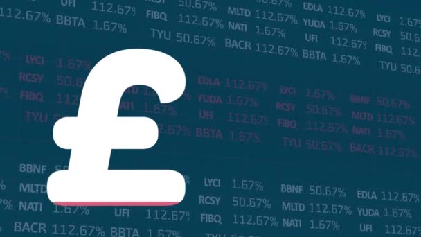 Animation British Pound Sign Filling Pink Financial Data Processing Global — Stock Video