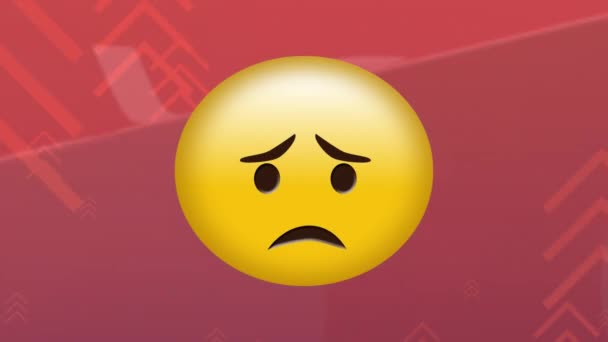 Κινούμενα Σχέδια Των Ανήσυχων Emoji Και Κόκκινο Κύβους Σύμβολο Τοις — Αρχείο Βίντεο