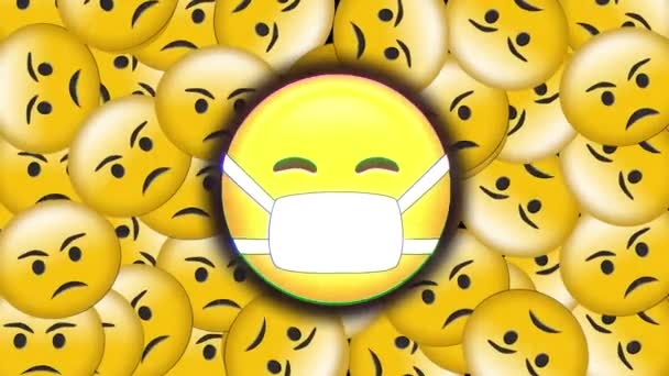 Animazione Dell Icona Emoji Dei Social Media Con Maschera Facciale — Video Stock
