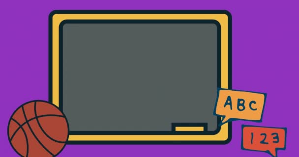 以紫色为背景的复习功课动画 教育及学习概念数码录影 — 图库视频影像