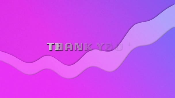 ピンクの背景に紫色の波の影響に対するテキストに感謝のデジタルアニメーション ビデオゲームインターフェースとテクノロジーの概念 — ストック動画