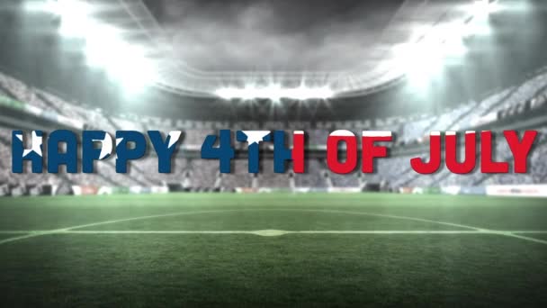 Animación Del Texto Del Día Independencia Sobre Estadio Deportivo Patriotismo — Vídeos de Stock