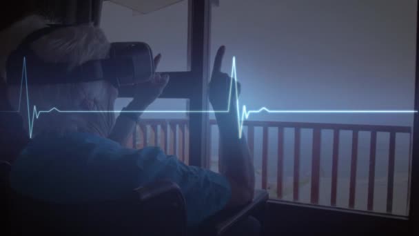 Animation Moniteur Fréquence Cardiaque Sur Homme Affaires Aide Casque Connexions — Video