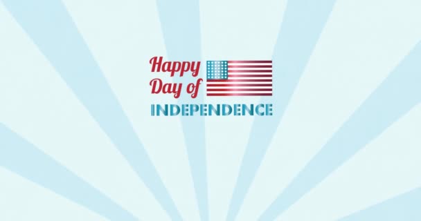 Animation Independence Day Text White Background Patriotism Celebration Concept Digitally — Stock Video