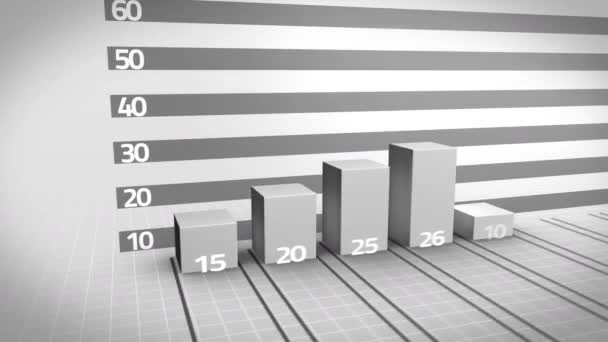 Animación Digital Del Procesamiento Datos Estadísticos Sobre Fondo Gris Concepto — Vídeo de stock