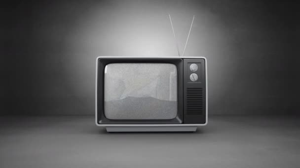灰色の背景を背景にテレビ画面上の笑顔絵文字のデジタルアニメーション 表現とコミュニケーションの概念 — ストック動画