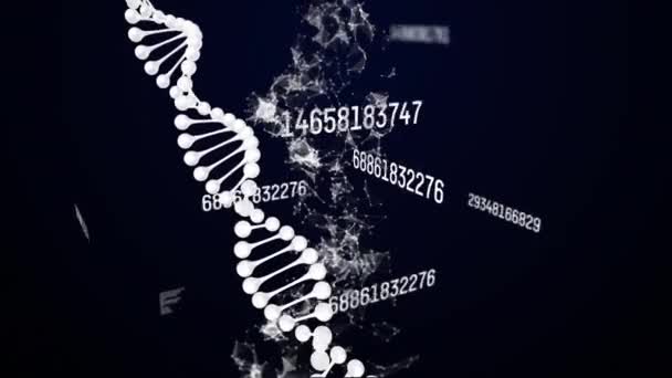 Animação Fio Dna Girando Sobre Processamento Dados Rede Conexões Conceito — Vídeo de Stock