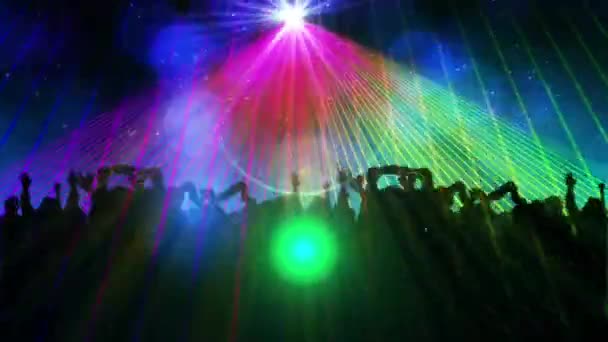 Animazione Persone Che Ballano Discoteca Con Riflettori Accesi Festa Celebrazione — Video Stock