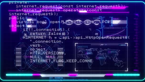 Animación Del Procesamiento Datos Interfaz Interfaz Digital Comunicación Tecnología Concepto — Vídeo de stock