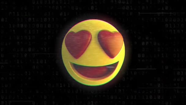 Animation Sociale Medier Smilende Emoji Ikon Med Røde Hjerter Øjne – Stock-video