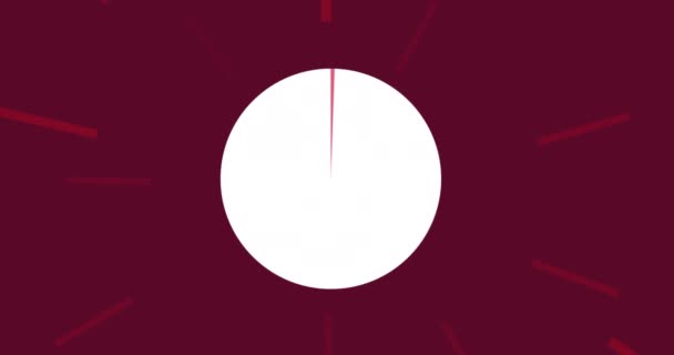 Animación Gráfico Circular Cambiando Sobre Rayos Rojos Pulsantes Sobre Fondo — Vídeos de Stock