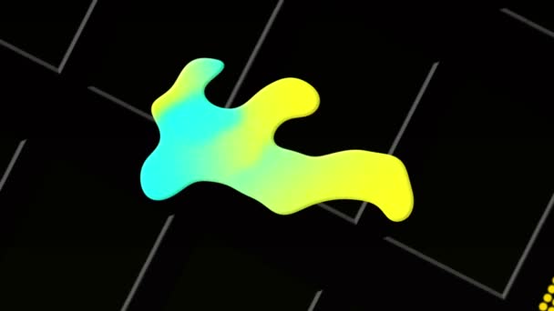 Digital Animation Abstract Liquid Shape Copy Space White Lines Black — Stock Video