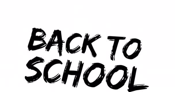 Animering Tillbaka Till Skolan Text Vit Bakgrund Skol Utbildnings Och — Stockvideo