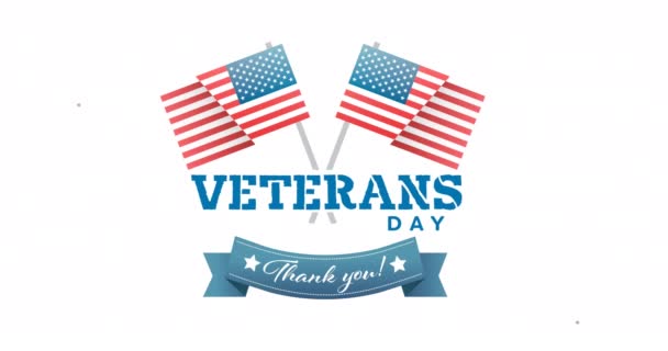 Animation Veterans Day Thank You Text American Flag Stripes Patriotism — Stock Video