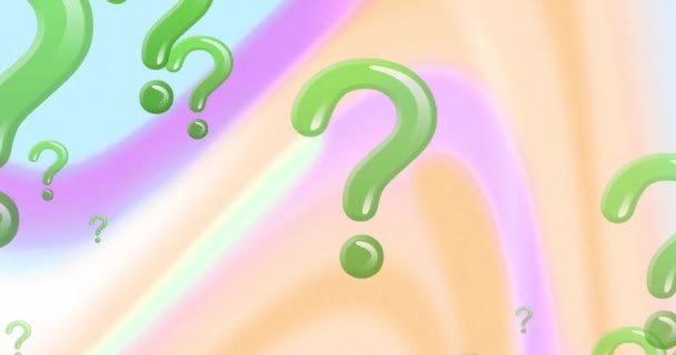 Animation Grüner Fragezeichen Auf Pastellfarbenem Hintergrund Muster Farbe Und Bewegungskonzept — Stockvideo