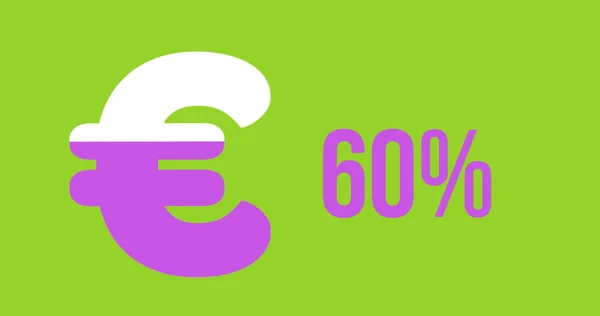 Зображення Символу Євро Проценти Рожевого Кольору Зеленому Тлі — стокове фото