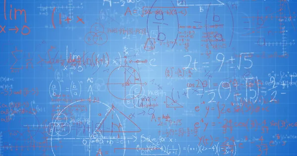 Εικόνα Μαθηματικών Εξισώσεων Μπλε Φόντο Εκπαίδευση Πίσω Στο Σχολείο Έννοια — Φωτογραφία Αρχείου