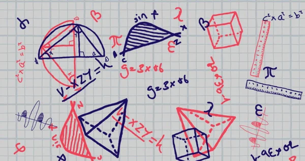 Image Texte Retour École Sur Les Équations Mathématiques Flottantes Sur — Photo