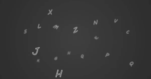 Random Letters Alphabet Floating Forward Vast Empty Space Background Dark — Stock Photo, Image