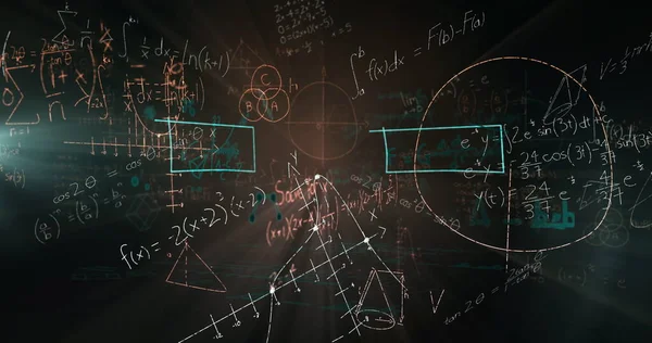 Imagen Ecuaciones Matemáticas Sobre Fondo Negro Educación Volver Concepto Escolar —  Fotos de Stock