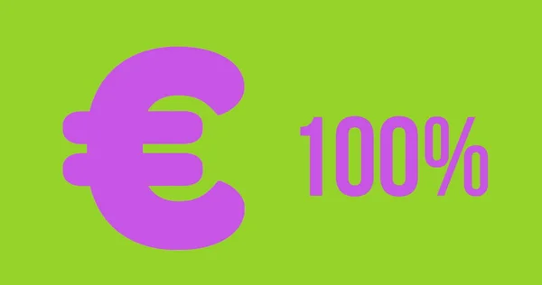Bild Euro Symbol Och 100 Procent Rosa Lime Grön Bakgrund — Stockfoto