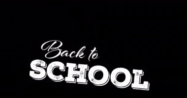 Siyah arkaplan üzerine okula dönüş metninin animasyonu. okul, eğitim ve öğrenim konsepti dijital olarak oluşturulmuş video.