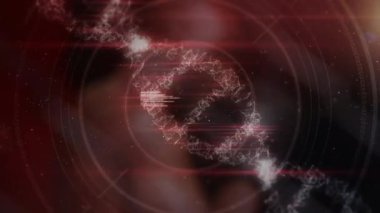 Animasyon DNA 'sı kaslı erkek boksör üzerinde egzersiz yapıyor. spor ve yarışma konsepti dijital olarak oluşturulmuş video.