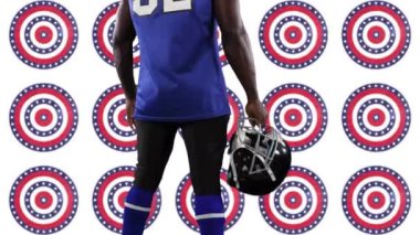 Rugby oyuncusunun miğferini tutan orta bölüm. Dönen dairelerde birden fazla yıldıza karşı duruyor. Spor turnuvası ve yarışma konsepti