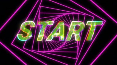 Siyah arkaplanda kusursuz bir hareketle dönen pembe karelere karşı elektirik etkisi. Video oyunu arayüzü ve teknoloji kavramı