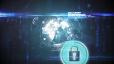 Çevrimiçi güvenlik asma kilit simgeleriyle bağlantı ağlarının animasyonu. küresel internet güvenliği, bağlantılar ve veri işleme konsepti dijital olarak oluşturulmuş video.