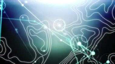 Mavi arkaplanda parlayan bağlantılar ağına karşı topoğrafyanın dijital animasyonu. küresel ağ ve teknoloji kavramı