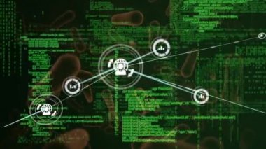 Profil simgeleri ve veri işleme ağı yeşil zemin üzerinde çoklu kan damarları üzerinde. Coronavirus covid-19 salgın konsepti