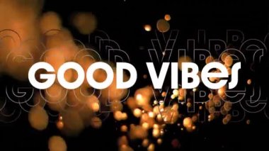 Hareket eden renkli ışıkların üzerindeki iyi titreşimlerin animasyonu. Sosyal medya ve iletişim konsepti dijital olarak oluşturulmuş video.