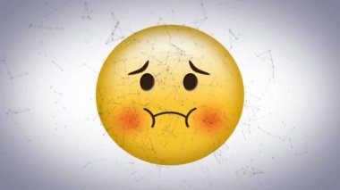 Hasta yüz ifadelerinin üzerinde beyaz arka planda yüzen bağlantı ağının dijital animasyonu. ifade ve iletişim kavramı