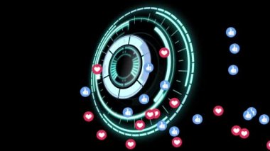 Kapsam taramasında sosyal medya simgelerinin canlandırılması. küresel sosyal medya, bağlantılar, iletişim ve teknoloji konsepti dijital olarak oluşturulmuş video.