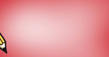 Kırmızı arkaplanda hareket eden kalem simgesinin canlandırması. okul, eğitim ve öğrenim konsepti dijital olarak oluşturulmuş video.