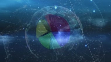 Tüm dünyada istatistik ve finansal veri işleme animasyonları. küresel iş, finans, veri işleme ve teknoloji konsepti dijital olarak oluşturulmuş video.