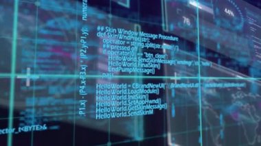 Arayüzde veri işleme animasyonu. dijital arayüz, iletişim ve teknoloji konsepti dijital olarak oluşturulmuş video.