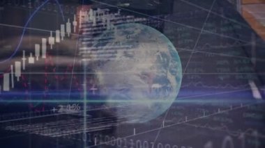 Borsa verileri havaalanındaki tramvay çantalarına karşı dönen dünya üzerinde işlem yapıyor. küresel ekonomi ve iş kavramı