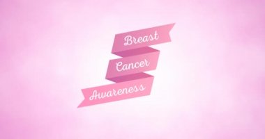 Pembe arka planda beliren pembe meme kanseri metninin animasyonu. Göğüs kanseri pozitif farkındalık kampanyası konsepti dijital olarak üretildi.