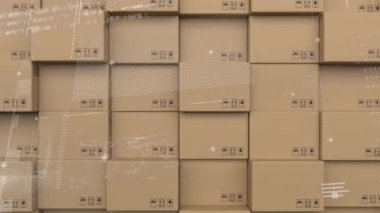 Veri işleme ile dijital arayüz bir yığın posta kutusuna karşı. lojistik ve ulaşım sektörü kavramı