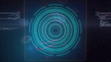 Yuvarlak tarayıcıya karşı Covid-19 istatistiksel veri işleme ve mavi arkaplanda veri işleme. Coronavirus covid-19 salgın konsepti