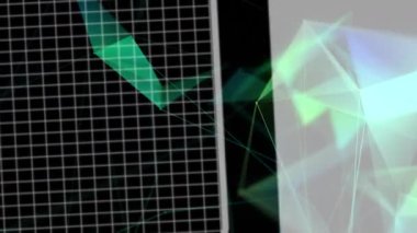 Veri işleme ve mavi ışıkların üzerindeki dijital arayüzün animasyonu. Bilim ve araştırma konsepti dijital olarak oluşturulmuş video.