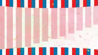 Amerikan bayrağı üzerinde Başkanların Animasyon Günü metni. Vatanseverlik ve kutlama konsepti dijital olarak oluşturulmuş video.