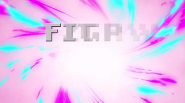 Pembe arkaplana karşı mavi ve mor dijital dalgalar üzerinde dövüş metninin dijital animasyonu. Video oyunu arayüzü ve teknoloji kavramı