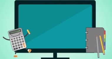 Pembe arka planda okula dönüş metninin animasyonu. okul, eğitim ve öğrenim konsepti dijital olarak oluşturulmuş video.