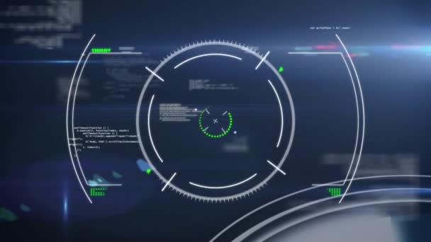 数字动画的范围扫描光斑和蓝光背景的数据处理 计算机接口和技术概念 — 图库视频影像