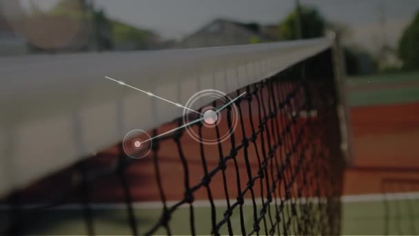 Animering Nätverk Anslutningar Tennisboll Tennisbanan Globalt Koncept För Sport Fitness — Stockvideo