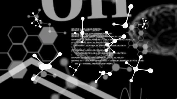 Анимация Химических Формул Дна Обработке Данных Научно Исследовательская Концепция — стоковое видео